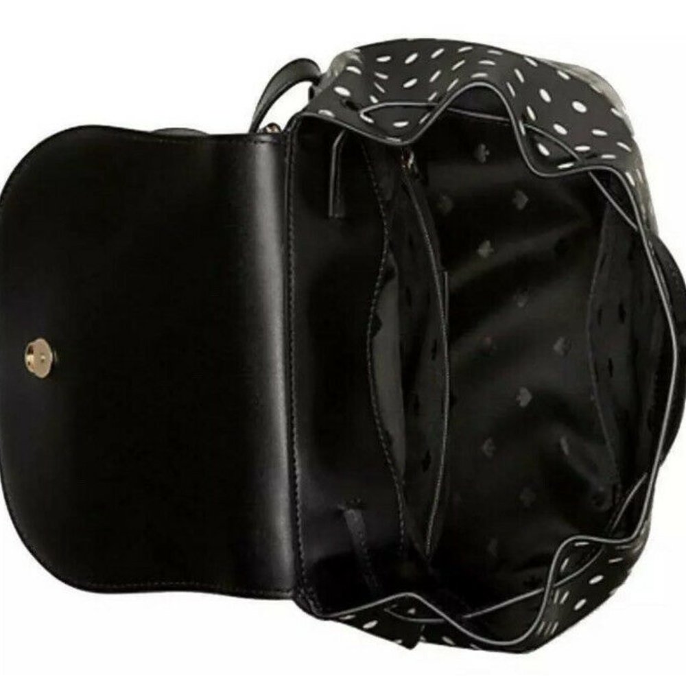 Bundle Kate Spade Drawstring Flap Backpack Black + Wallet - Picture 5 of 13